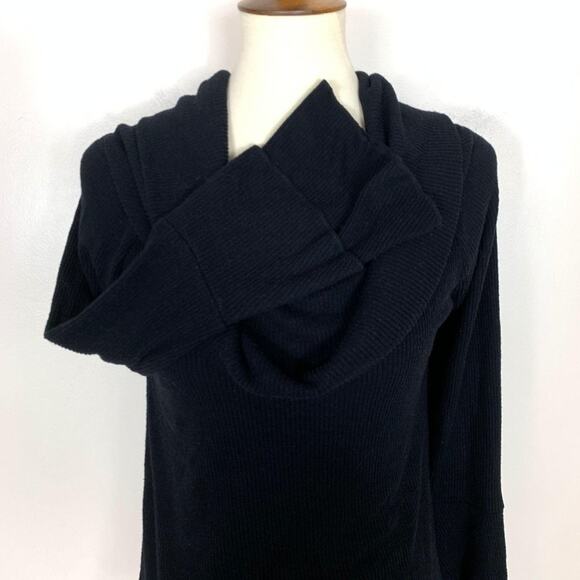 Chaser Rib Off Shoulder Cowlneck Knit Top Medium Bell Sleeve - Picture 5 of 7